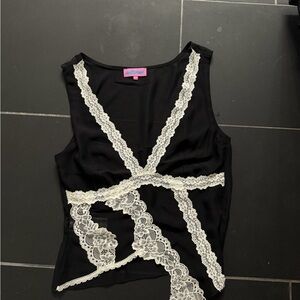 Black Lace Trim Edikted Tank Top